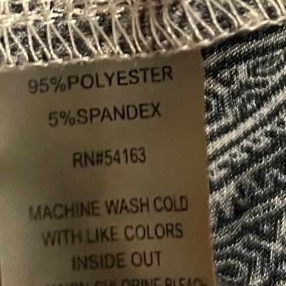 Calvin Klein Dress Large Stretch Knit Geometric Shift Black Green Orange Mod 60s - Picture 7 of 7